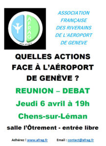 Lire la suite à propos de l’article Réunion publique du 6 avril : Quelles actions face à l’Aéroport de Genève?